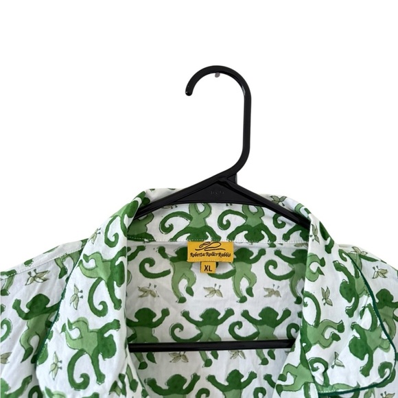 Roberta Roller Rabbit Green Monkey Long Sleeve Pajama Top - Picture 3 of 8